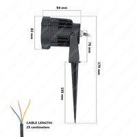 3er Set Lenzo LED Gartenstrahler mit Erdspieß - 15 Watt - Warmweiß 3000K - IP65 Wasserdicht ideal als Gartenbeleuchtung