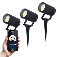 3x Smart WiFi Prikspot Spikey aluminium zwart WW-CW IP65