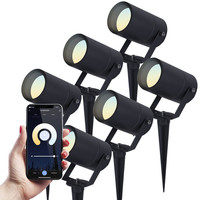 6x Smart WiFi Prikspot Spikey aluminium zwart WW-CW IP65