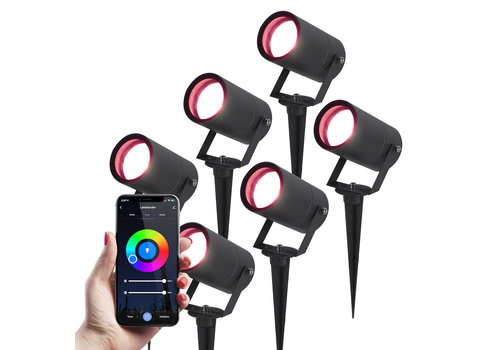 Lot De 9 Spots LED à Piquer Extérieur IP65 - 5W, 2700K, Câble 1m, Orientable 270° - Pour Jardin