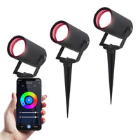 3x Intelligenter WiFi LED Erdspießstrahler Spikey Aluminium Schwarz RGBWW IP65