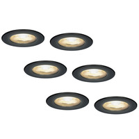 6er Nola LED Einbaustrahler dimmbar - IP65 für innen, außen und Bad - 2700K warmweiß - 5 Watt - schwarz
