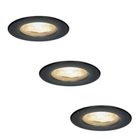 3x Nola dimmbare LED-Inbaustrahlern - Schwarz - 5 Watt - 2700K warmes Licht - IP65 für den Innen- und Außenbereich