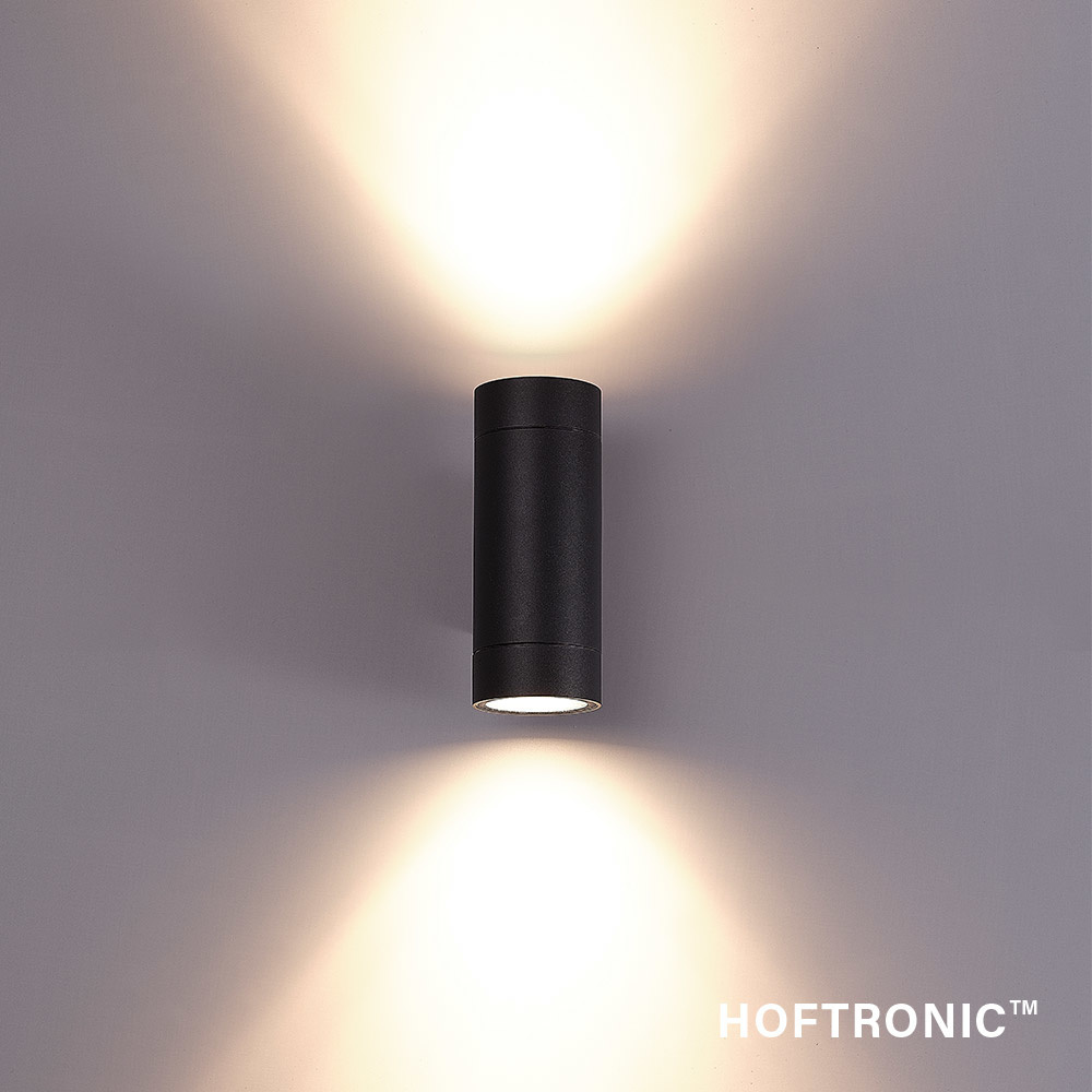 Cali dimbare LED wandlamp - 2700K warm wit - 10 watt - GU10 - Up & Down light - IP44 - Dubbelzijdig - Zwart voor binnen en buiten