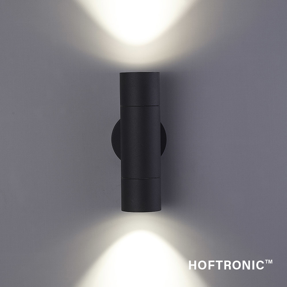 Dax LED dimbare wandlamp - Tweezijdig Up & Down - Warm wit 2700K- incl. 2x GU10 spots - IP65 voor binnen- en buitengebruik - Zwart voor binnen en bu
