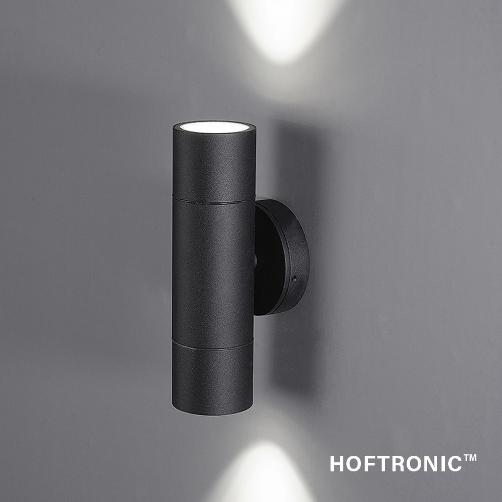 Dax LED dimbare wandlamp - Tweezijdig Up & Down - Daglicht wit 6000K - incl. 2x GU10 spots - IP65 voor binnen- en buitengebruik - Zwart voor binnen