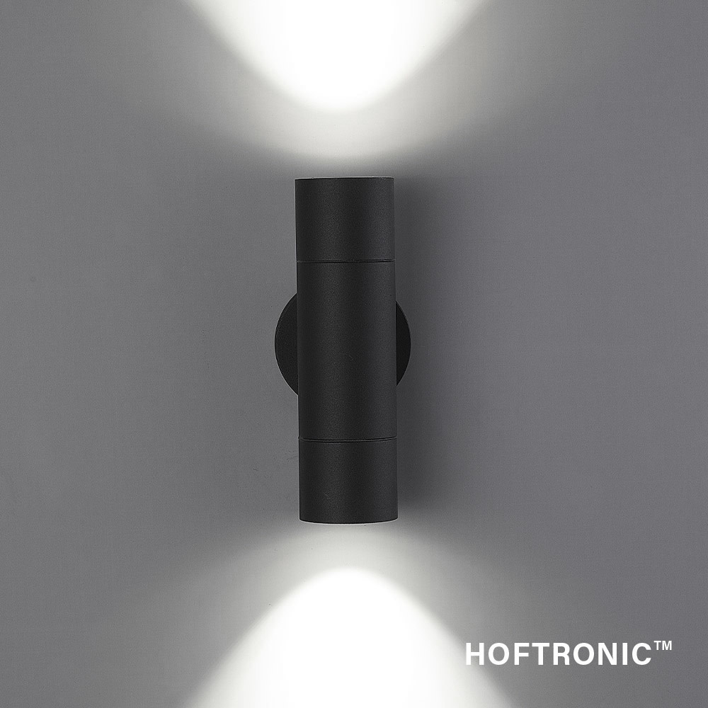 Dax LED dimbare wandlamp - Tweezijdig Up & Down - Daglicht wit 6000K - incl. 2x GU10 spots - IP65 voor binnen- en buitengebruik - Zwart voor binnen