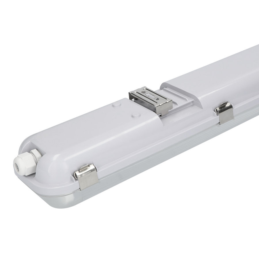 LED Waterproof Fixture IP65 120cm Stainless Steel Clips 2x18W Linkable