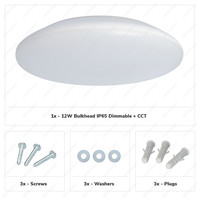 Dimmbare LED Deckenleuchte 12W einstellbare Lichtfarbe - 1200lm - IK10 - Ø25 cm - Weiß - IP65