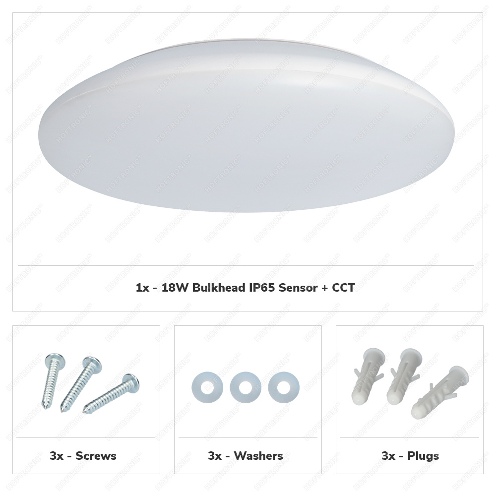 LED Bulkhead 30 cm - Plafondlamp met bewegingssensor - 18W 2100 Lumen - CCT - IK10 - Wit - IP65 Waterdicht