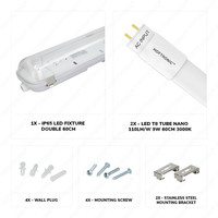 LED T8 TL Wannenleuchte IP65 60 cm 3000K 9W 1980lm 110lm/W Inkl. flimmerfreie LED Röhren verlinkbar