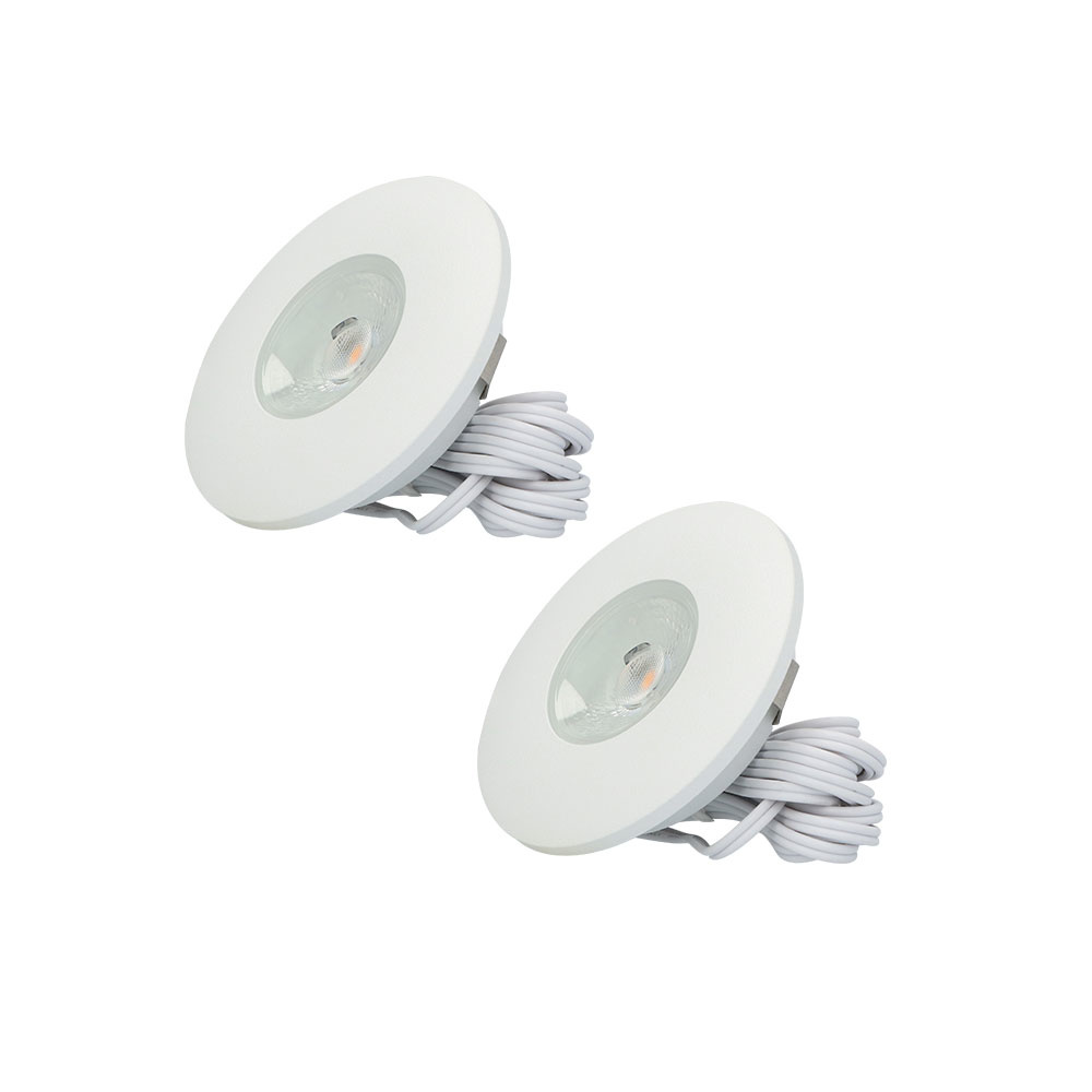 HOFTRONIC™ Set van 2 LED meubel inbouwspots Pavo wit 3 Watt 2700K 260lm Ultra dun 12 mm