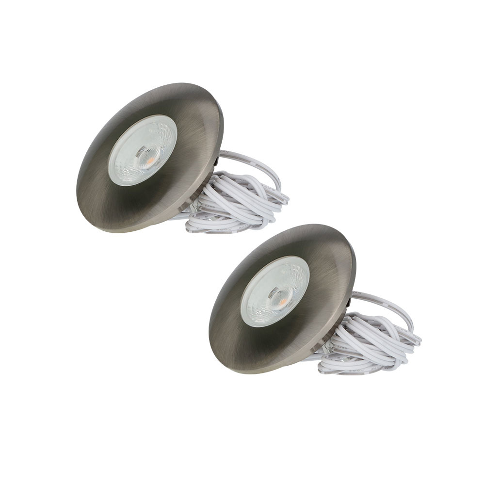 HOFTRONIC Set van 2 LED meubel inbouwspots Pavo RVS 3 Watt 2700K 260lm Ultra dun 12 mm