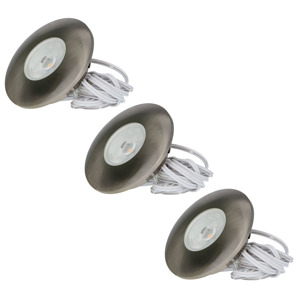 HOFTRONIC Set van 3 LED meubel inbouwspots Pavo RVS 3 Watt 2700K 260lm Ultra dun 12 mm