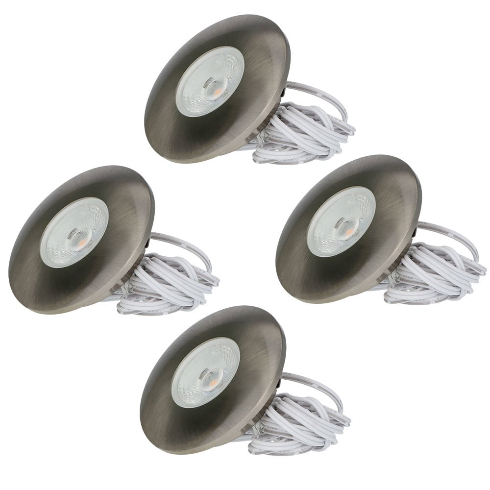 HOFTRONIC™ Set van 4 LED meubel inbouwspots Pavo RVS 3 Watt 2700K 260lm Ultra dun 12 mm