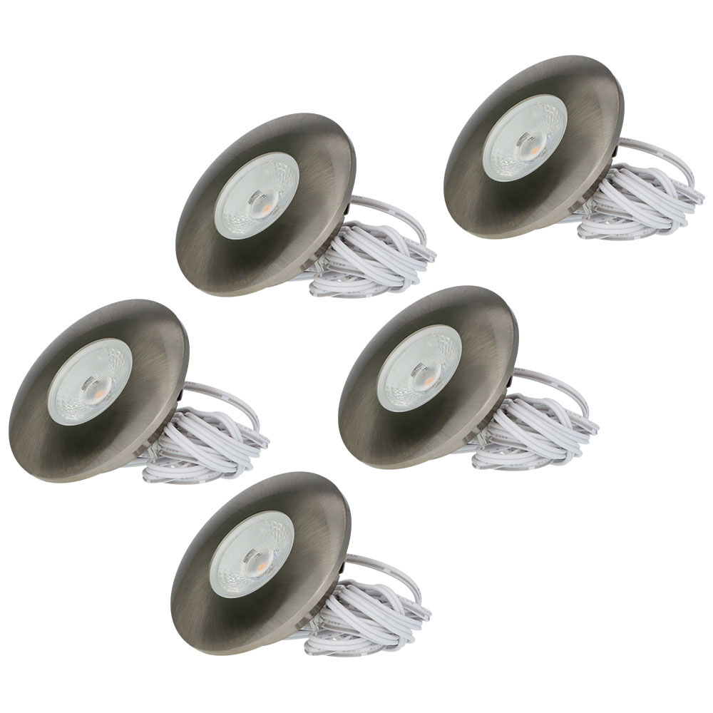 HOFTRONIC Set van 5 LED meubel inbouwspots Pavo RVS 3 Watt 2700K 260lm Ultra dun 12 mm