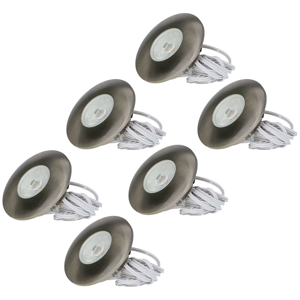 HOFTRONIC™ Set van 6 LED meubel inbouwspots Pavo RVS 3 Watt 2700K 260lm Ultra dun 12 mm