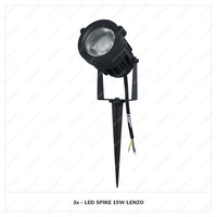 3er Set Lenzo LED Gartenstrahler mit Erdspieß - 15 Watt - Warmweiß 3000K - IP65 Wasserdicht ideal als Gartenbeleuchtung
