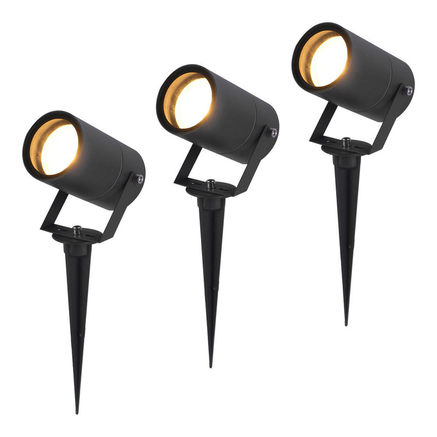 3x Spikey LED Gardenspike Watt 2700K 400lm black 5 light IP65