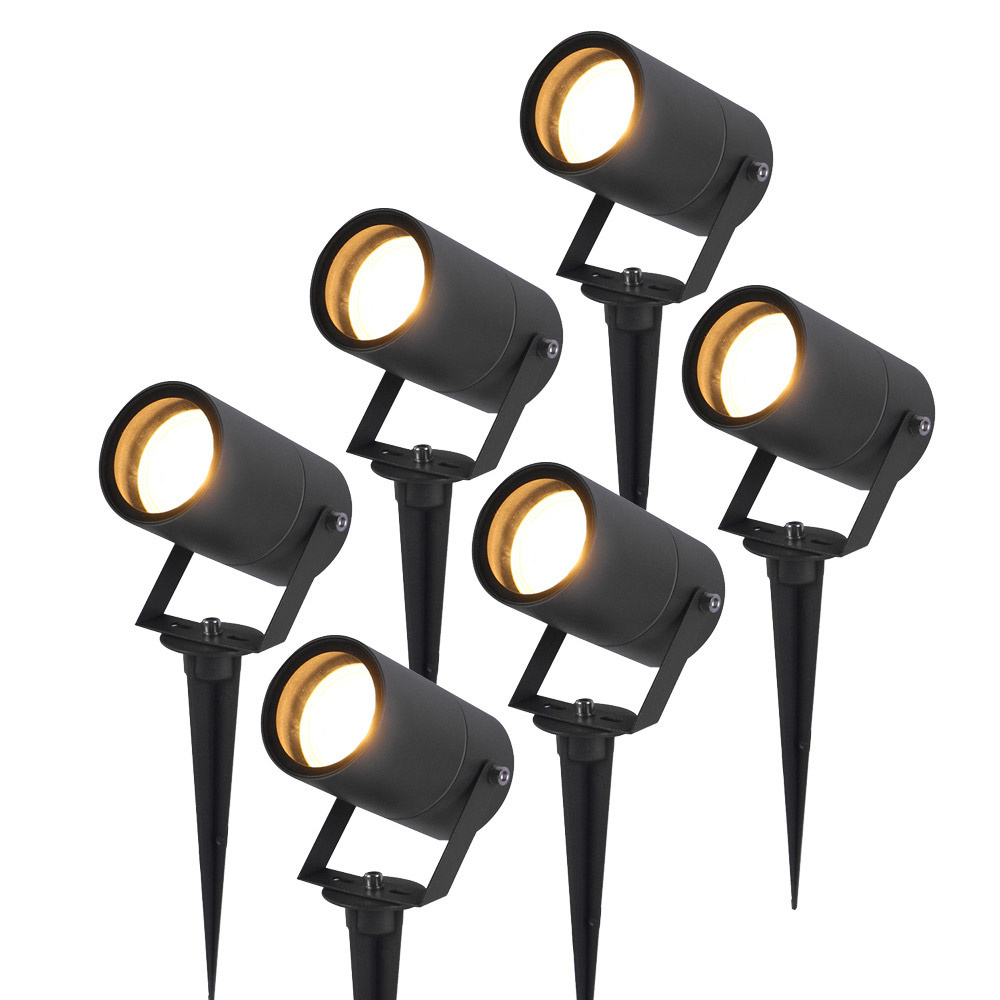 HOFTRONIC™ 6x Spikey LED Prikspot 5 Watt 400lm 2700K zwart IP65 waterdicht