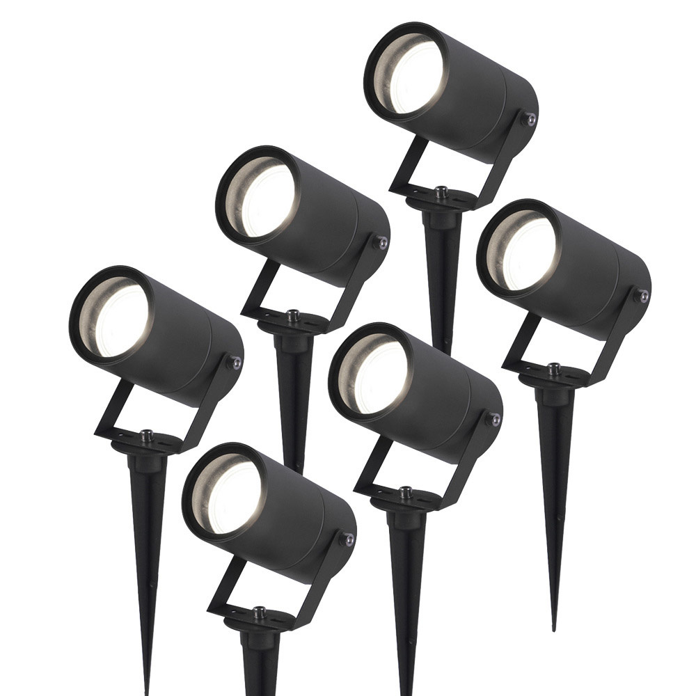 HOFTRONIC™ 6x Spikey LED Prikspot 5 Watt 6000K zwart IP65 waterdicht