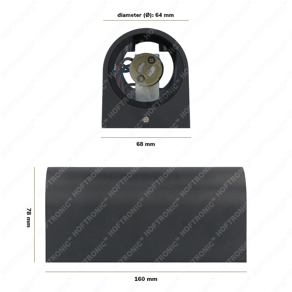 Douglas dimbare LED Wandlamp - 2700K warm wit - GU10 - Rond - Up & Down light - Zwart - IP65 voor buiten voor binnen en buiten