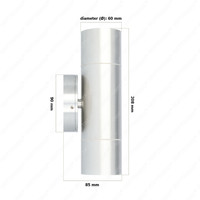 Dax LED dimbare wandlamp - Tweezijdig Up & Down - Neutraal wit 4000K - incl. 2x GU10 spots - IP65 voor binnen- en buitengebruik - RVS