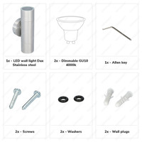 Dax LED dimbare wandlamp - Tweezijdig Up & Down - Neutraal wit 4000K - incl. 2x GU10 spots - IP65 voor binnen- en buitengebruik - RVS