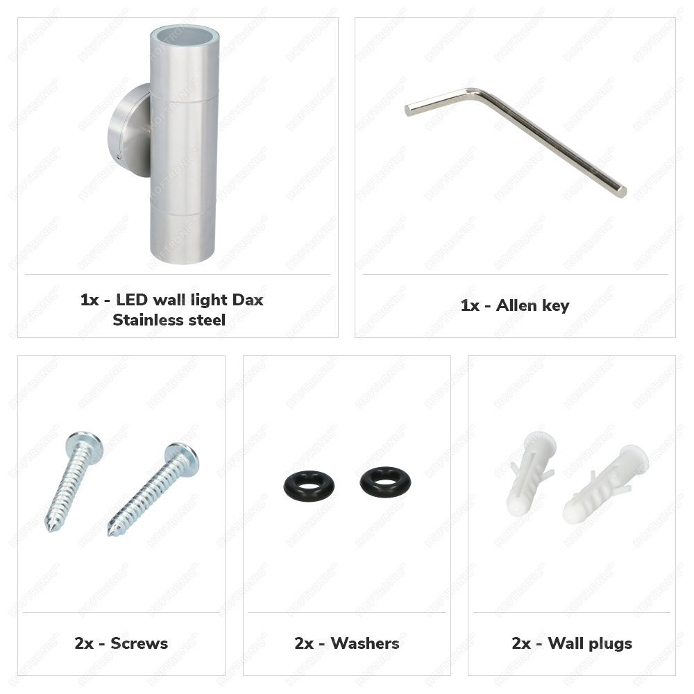 Dax LED dimbare wandlamp - Tweezijdig Up & Down - excl. 2x GU10 spots - IP65 voor binnen- en buitengebruik - RVS voor binnen en buiten