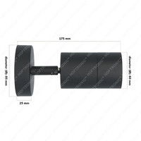 Lago kantelbare wandlamp - Dimbaar - IP44 - Exclusief GU10 - Spotlight voor binnen en buiten - Geschikt als wandspot en plafondspot - Zwart