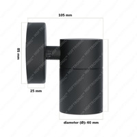 Wandlamp Mason - IP44 Spatwaterdicht - Muurlamp voor binnen en buiten - Incl. 6000K Daglicht witte GU10 spot - Dimbaar - Industriële wandlamp - Zwart