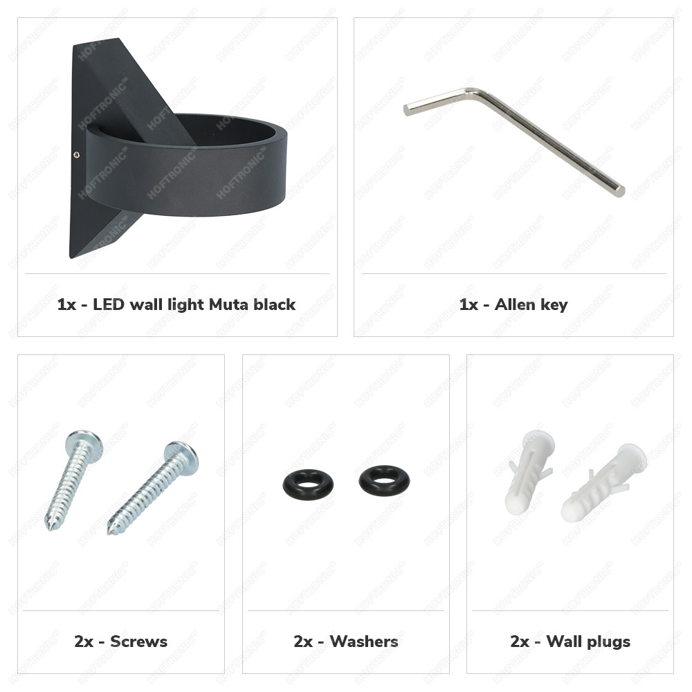 Dimbare Wandlamp Muta zwart 6 Watt 3000K IP54 voor binnen en buiten