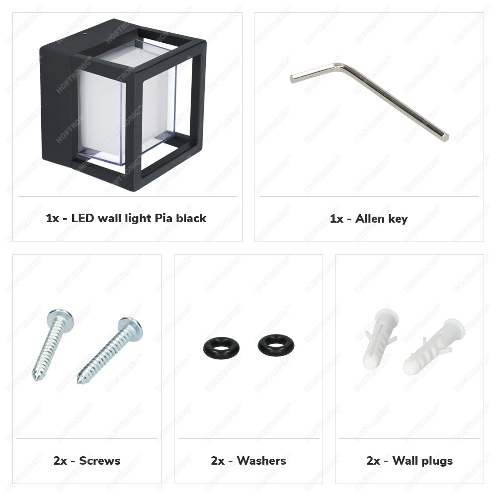 LED Wandlamp Pia zwart 6 Watt 3000K IP54 voor binnen en buiten
