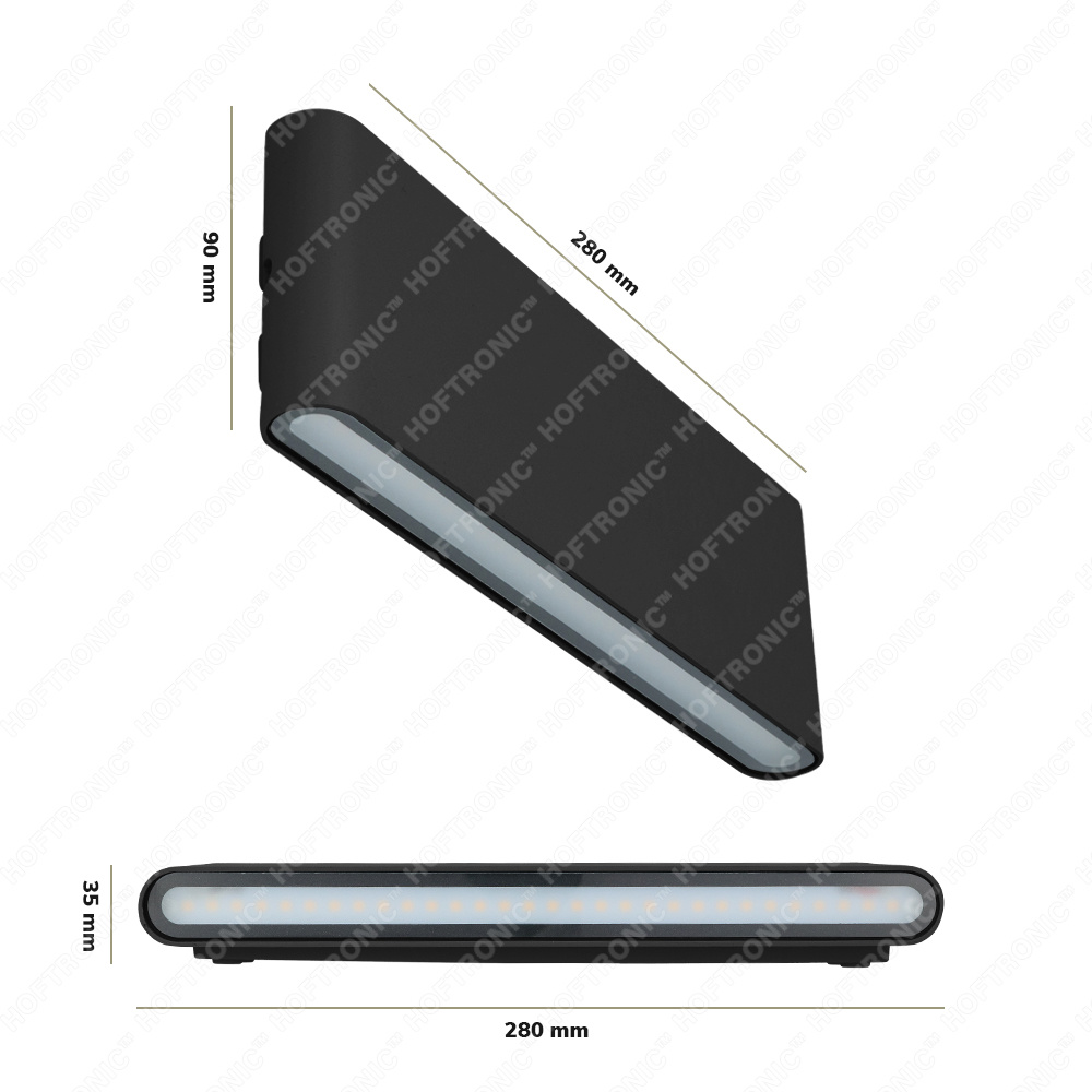 Dallas XL dimbare LED wandlamp - 3000K warm wit - 24 Watt - Up & down light - IP54 voor binnen en buiten - Tweezijdige muurlamp - Zwart voor binnen e