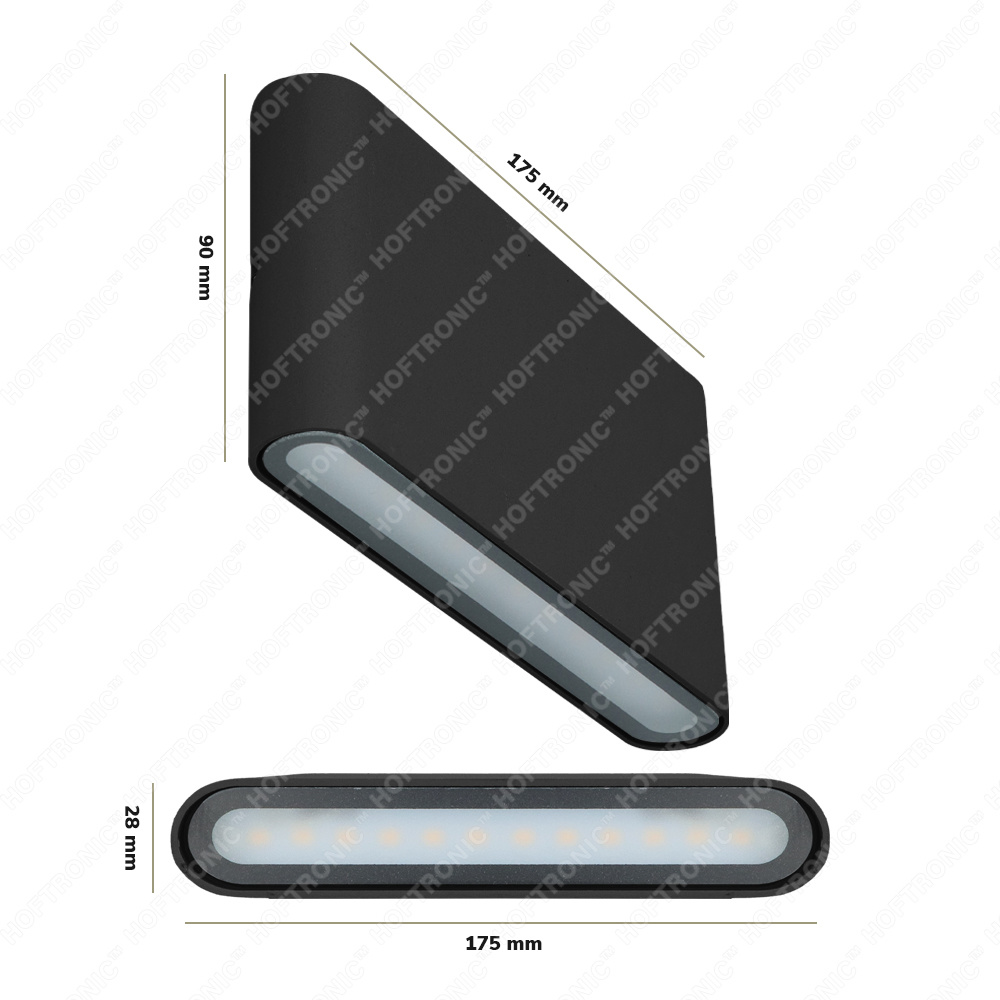 Dallas M dimbare LED wandlamp - 3000K warm wit - 12 watt - Up & Down light - Voor binnen en buiten - Zwart voor binnen en buiten