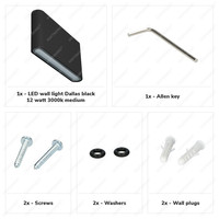 Dallas M dimmable LED wall light - 3000K warm white - 12 watt - Up & Down light - For indoor and outdoor use - Black