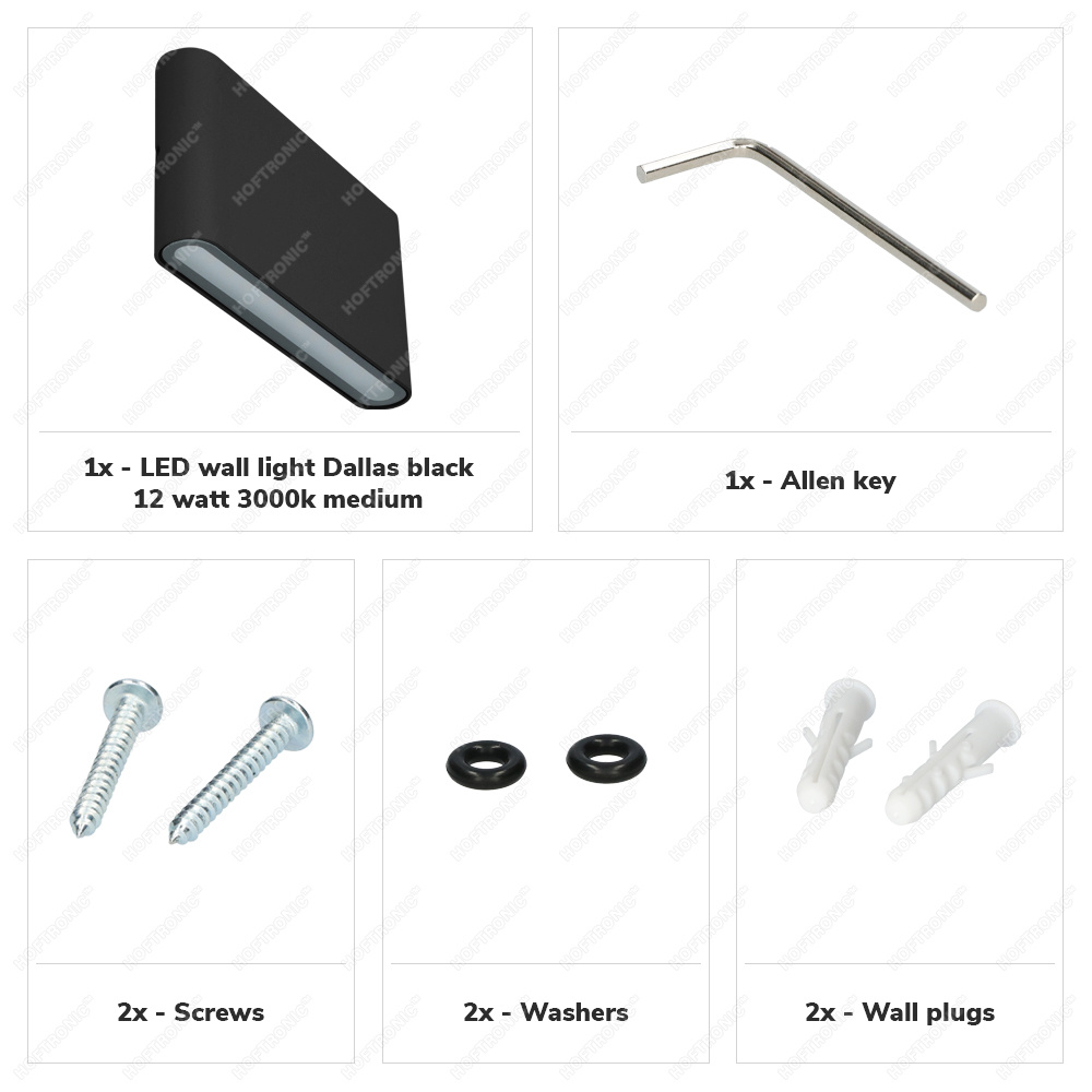 Dallas M dimbare LED wandlamp - 3000K warm wit - 12 watt - Up & Down light - Voor binnen en buiten - Zwart voor binnen en buiten
