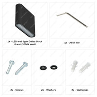 Dallas S dimbare LED wandlamp - 3000K warm wit - 6 Watt - Up & down light - IP54 voor binnen en buiten - Tweezijdige muurlamp - Zwart