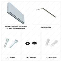 Dallas XL dimbare LED wandlamp - 3000K warm wit - 24 Watt - Up & down light - IP54 voor binnen en buiten - Tweezijdige muurlamp - Grijs