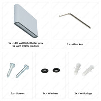 Dallas M dimmable LED wall light - 3000K warm white - 12 watt - Up & Down light - For indoor and outdoor use - Grey