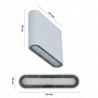 Dallas S dimmbare LED-Wandleuchte - 3000K warmweiß - 6 Watt - Up & Down Licht - IP54 für innen und außen - Doppelseitige Wandleuchte - Grau