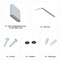 Dallas S dimbare LED wandlamp - 3000K warm wit - 6 Watt - Up & down light - IP54 voor binnen en buiten - Tweezijdige muurlamp - Grijs