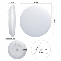 LED Bulkhead 38 cm - Plafondlamp - Wandarmatuur - 25W 2600 Lumen Dimbaar - CCT lichtkleur instelbaar - IK10 - Chroom - IP65 Waterdicht