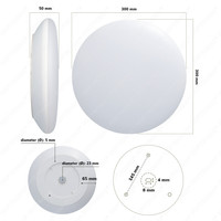 LED Bulkhead 30 cm - Plafondlamp met noodaccu - 18W 2100 Lumen - 6500K Daglicht wit - IK10 - RVS - IP65 Waterdicht