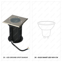 3x Intelligenter WiFi LED Bodeneinbaustrahler quadratisch Ramsay RVS WW-CW IP67