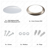 LED Deckenleuchte WiFi + Bluetooth 25W einstellbare Lichtfarbe - 2600lm - IK10 - Ø38 cm - Chrom - IP65