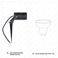 3x Smart WiFi LED Gardenspike Spikey aluminium black WW-CW IP65