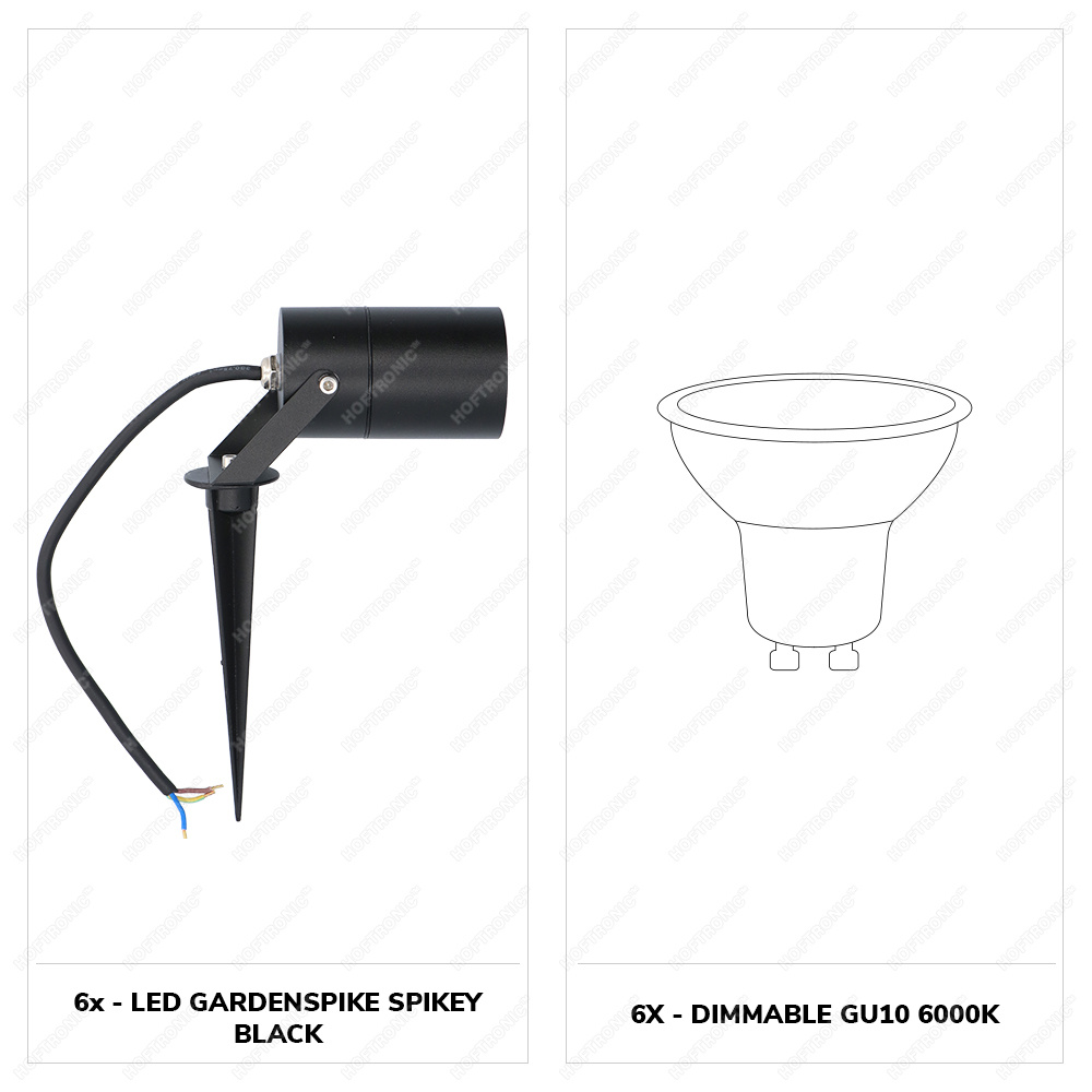 6x Spikey LED Prikspot 5 Watt 6000K zwart IP65 waterdicht - Tuin spots, spots bodem buiten