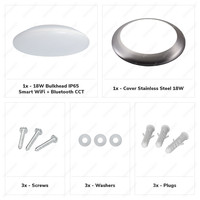 LED Bulkhead 30 cm - Plafondlamp - WiFi + Bluetooth - 18W 1800 Lumen - Lichtkleur instelbaar - Dimbaar - IK10 - RVS - IP65 Waterdicht