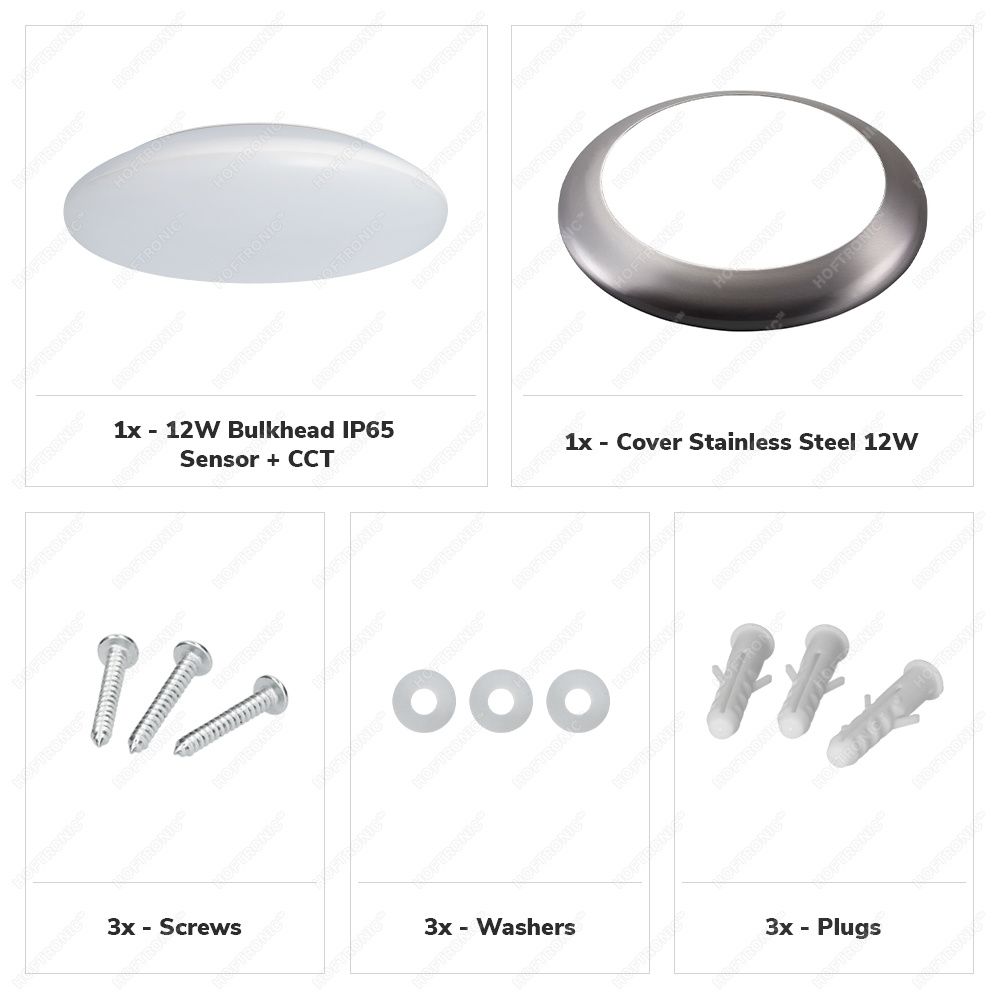 LED Plafondlamp/Plafonniere met Sensor 12W Lichtkleur instelbaar - 1300lm - IK10 - Ø25 cm - RVS - IP65